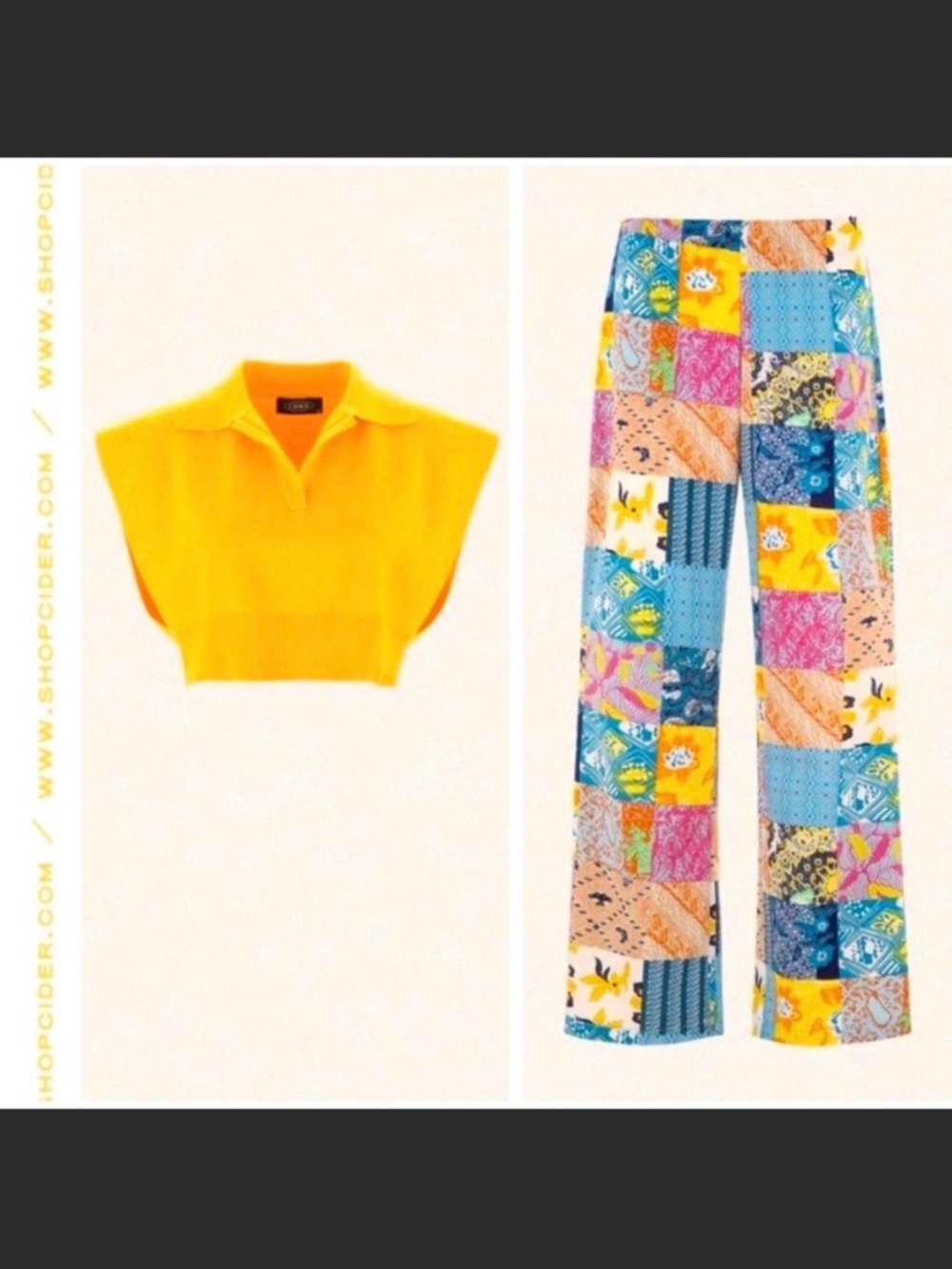 Patchwork Wide-Leg Pants - Multicolor
